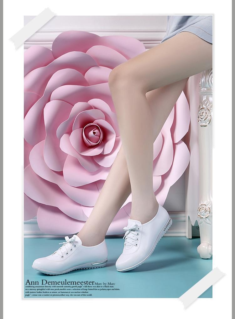 ShoeGlobe Damen-Schnürschuhe mit flacher Sohle, Größe L (41/42), vielseitig, bequem, aus weichem Leder, weiß, ideal für Schülerinnen, Krankenschwestern und Berufstätige._voghion.com