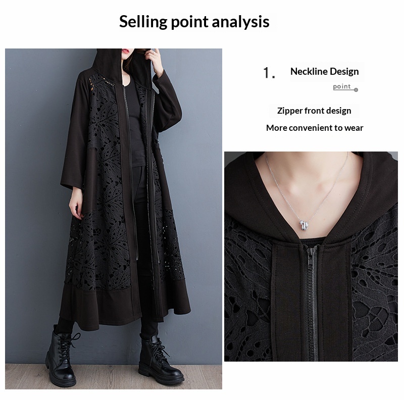 Women's Clothing Summer Korean And Japanese New Style Elegant Casual Hooded Plus Size Loose Patchwork Cardigan Trench Coat_voghion.com