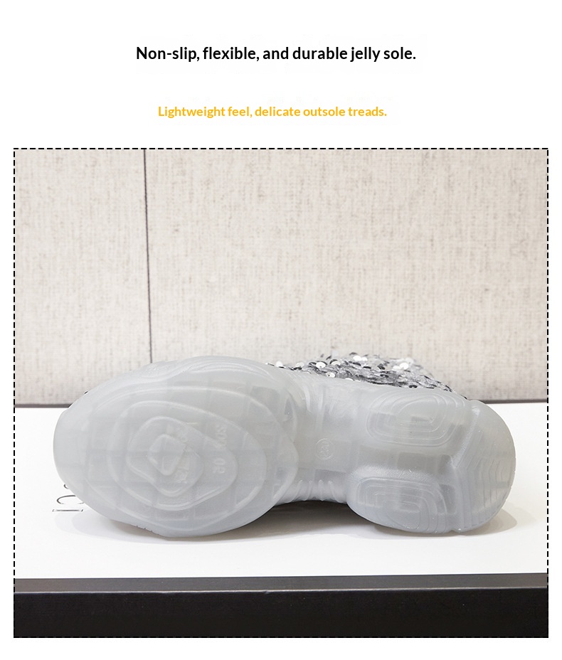 Scarpe con tacco alto ShoeGlobe da donna, nuovo design di nicchia per autunno e inverno, a metà polpaccio, foderate in pile, alla moda, in cotone versatile con paillettes_voghion.com