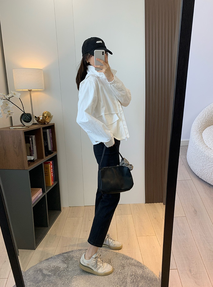 Women's Clothing Lu+ Lightweight Slimming Windproof Outdoor Long Sleeve Casual Sports Hooded Workwear Trench Coat Short Jacket_voghion.com