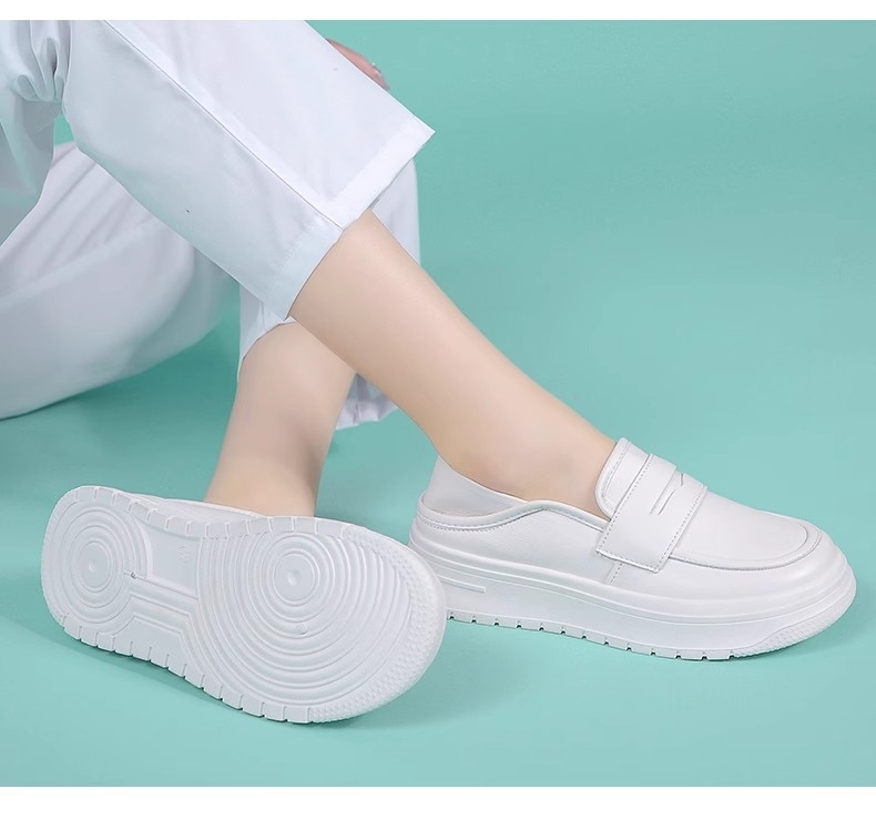 ShoeGlobe ShoeGlobe Dicke Sohle, atmungsaktiv, Sommer 2025, weiche Sohle, lässig, vielseitig, rutschfest, einzelner medizinischer Schuh, weiß, Damen, mittelhoher Absatz_voghion.com