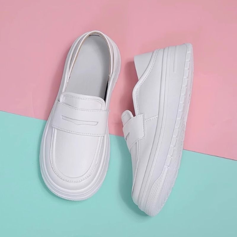 ShoeGlobe ShoeGlobe Dicke Sohle, atmungsaktiv, Sommer 2025, weiche Sohle, lässig, vielseitig, rutschfest, einzelner medizinischer Schuh, weiß, Damen, mittelhoher Absatz_voghion.com