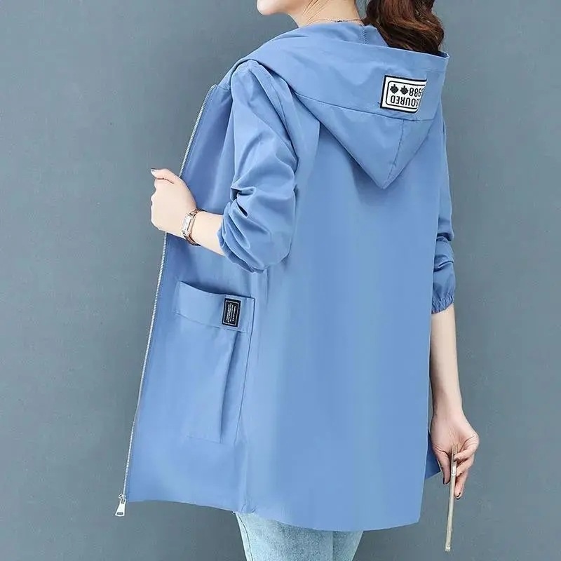 Women's Clothing Plus Size Women's Hooded Mid-Length 40-150kg Loose Korean Style Slimming Trench Coat For Autumn_voghion.com