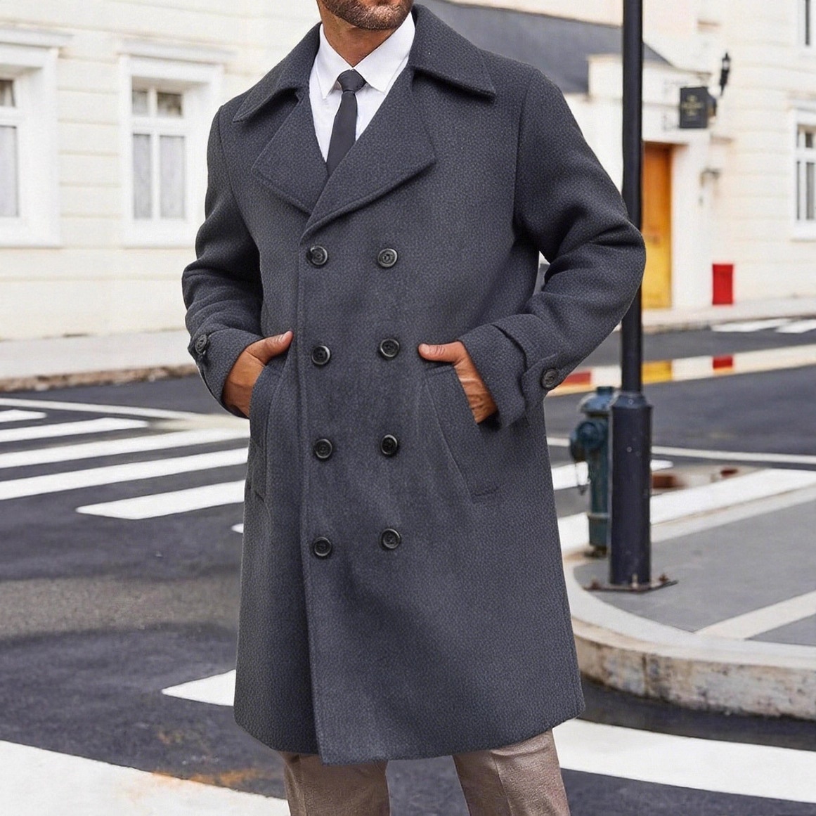 boy Boy Cross-Border Autumn Winter New European And American Trench Coat Men's Double-Breasted Mid-Length Woolen Overcoat_voghion.com