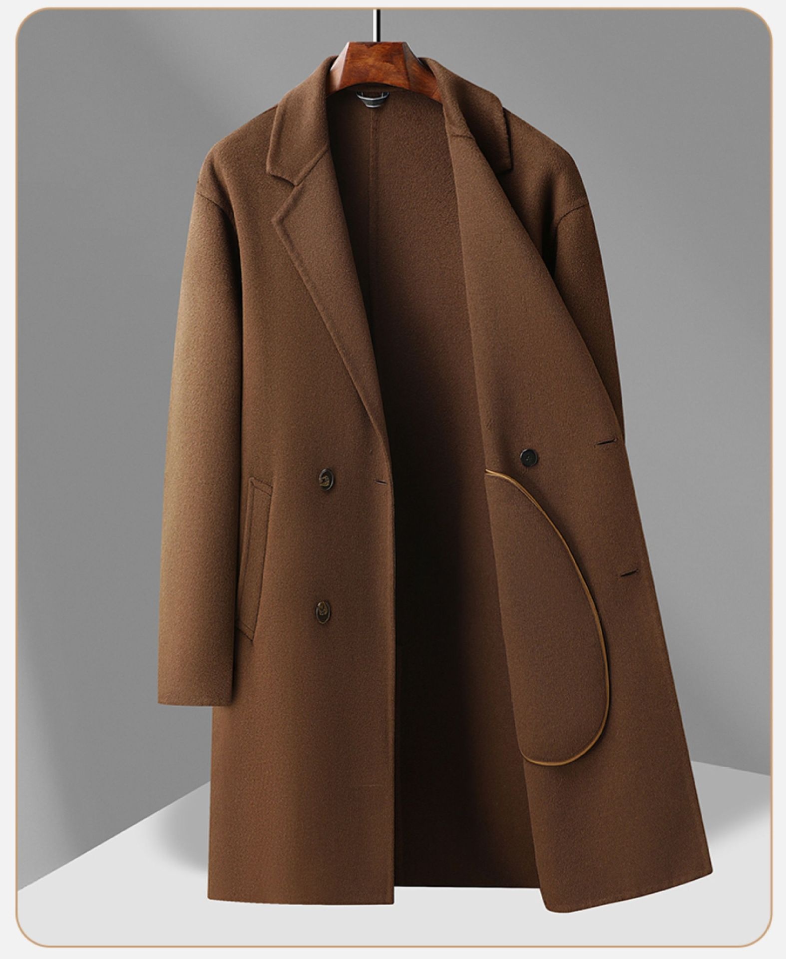 boy Boy 2025 Winter New Men's Long Double-Breasted Plus Size Business Casual Light Reversible Wool Coat_voghion.com