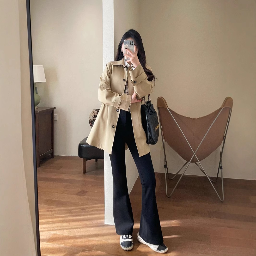 Women's Same Style!British Style Spring Women's Mid-Length Wool For Petite Women Trench Coat_voghion.com