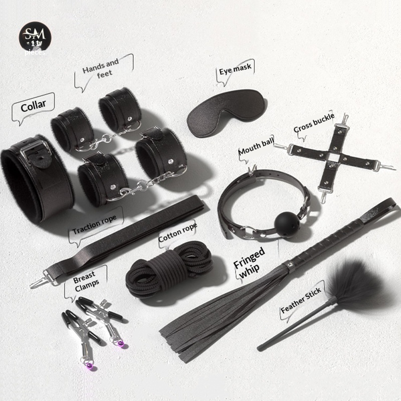 Eros Lab SM Props 8-Piece Bondage Handcuffs Whip Adult Couple Foreplay Set Sex Toys_voghion.com