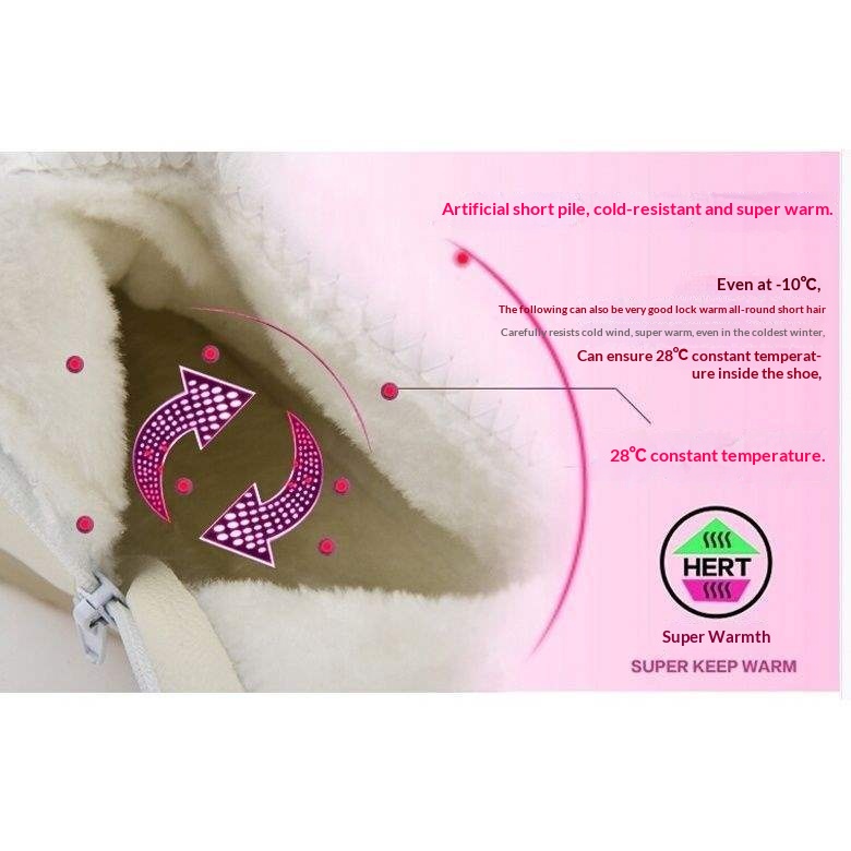 ShoeGlobe ShoeGlobe White Nure Winter Cotton Wedge Heel Cowhide Sole Fleece-Lined Short Boot Women Non-Slip Warm Caual Hopital Work_voghion.com