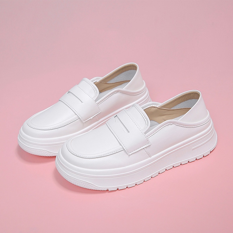 ShoeGlobe ShoeGlobe Dicke Sohle, atmungsaktiv, Sommer 2025, weiche Sohle, lässig, vielseitig, rutschfest, einzelner medizinischer Schuh, weiß, Damen, mittelhoher Absatz_voghion.com