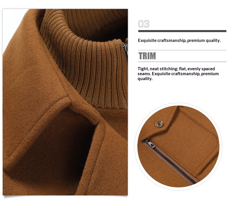 boy Boy Cross-Border Exclusive Autumn Winter Wool Double Layer Collar Neck Protection Men's Mid-Length Trench Casual Woolen Coat_voghion.com