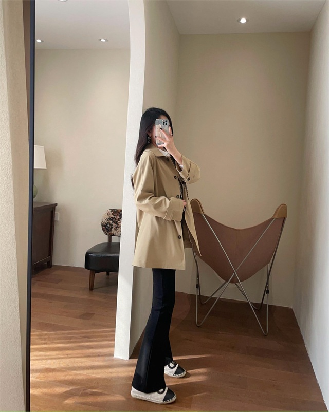 Women's Same Style!British Style Spring Women's Mid-Length Wool For Petite Women Trench Coat_voghion.com