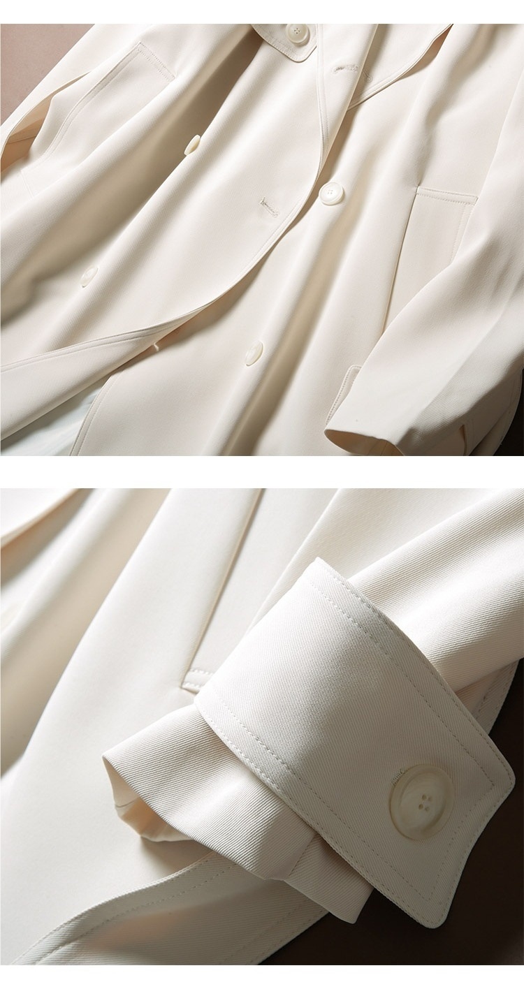 Women's British Style Lapel Mid-Length Trench Coat For Men, Spring And Autumn, Draped Double-Breasted Loose Oversized Long Coat_voghion.com