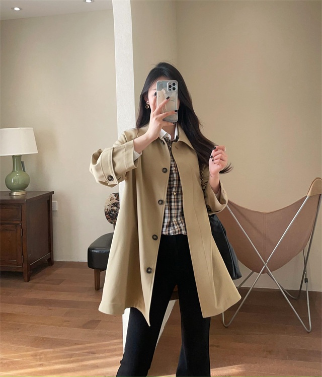 Women's Same Style!British Style Spring Women's Mid-Length Wool For Petite Women Trench Coat_voghion.com