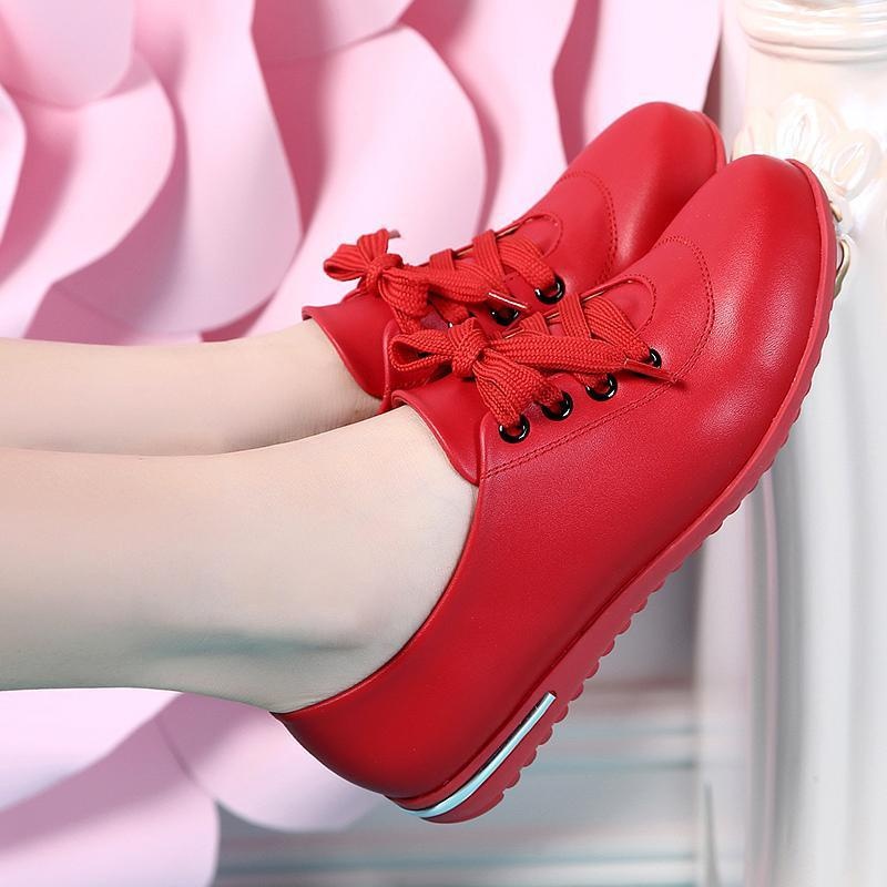 ShoeGlobe Damen-Schnürschuhe mit flacher Sohle, Größe L (41/42), vielseitig, bequem, aus weichem Leder, weiß, ideal für Schülerinnen, Krankenschwestern und Berufstätige._voghion.com