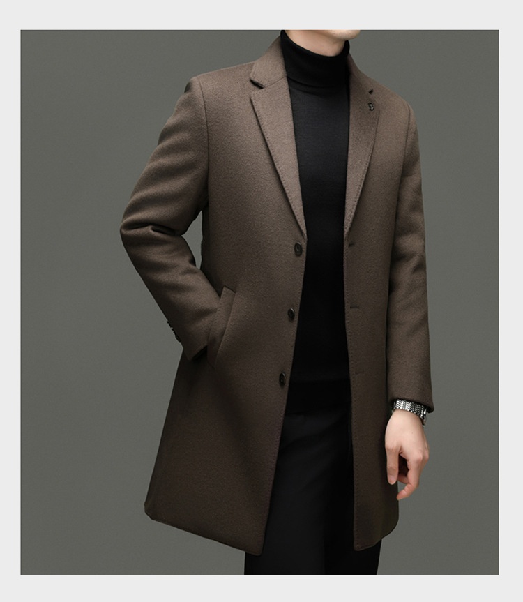 Boy Brand mittellanger Wollmantel aus reiner Wolle, Herren-Winterjacke mit herausnehmbarem Daunenfutter und Kragen_voghion.com