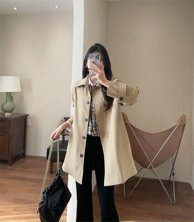 Women's Same Style!British Style Spring Women's Mid-Length Wool For Petite Women Trench Coat_voghion.com