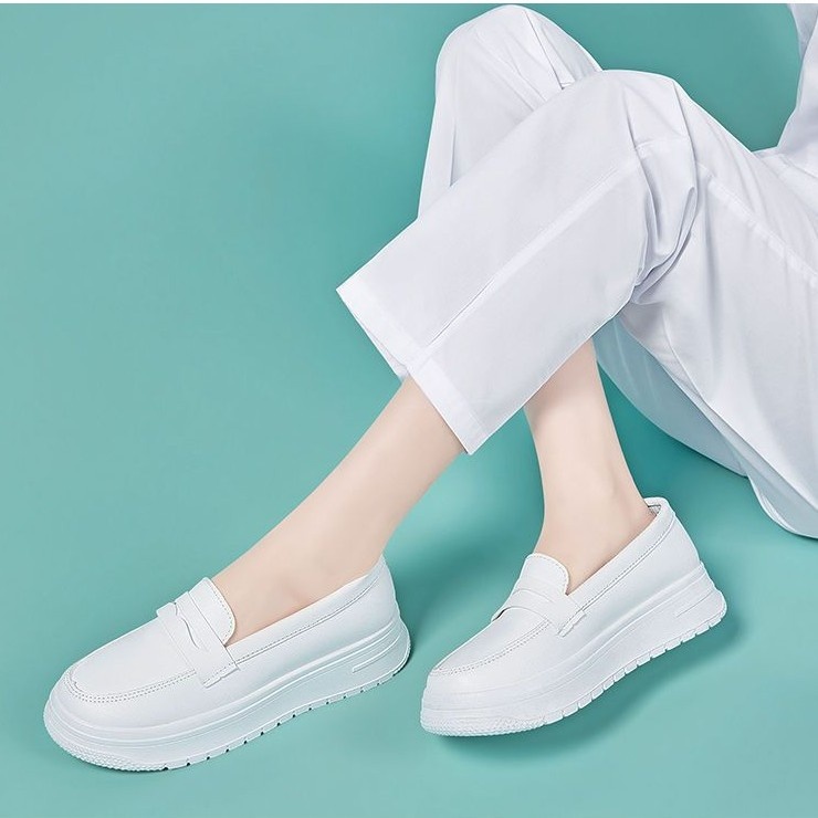 ShoeGlobe Damen-Krankenschwesterschuhe, dicke Sohle, atmungsaktiv, für Frühling und Herbst, bequem, zum Hineinschlüpfen, lässiger Low-Top-Schuh, geeignet für medizinische Zwecke_voghion.com