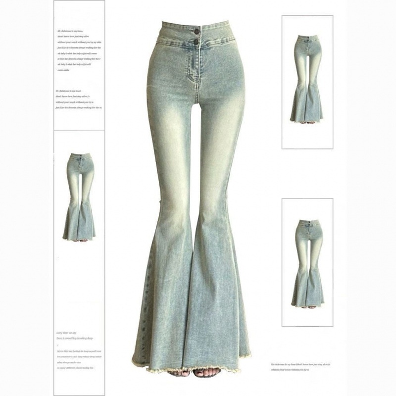girl Summer Ultra Desire Frayed Jeans For Women 2025 New Design Sense Petite Slim Fit Flared Pants_voghion.com