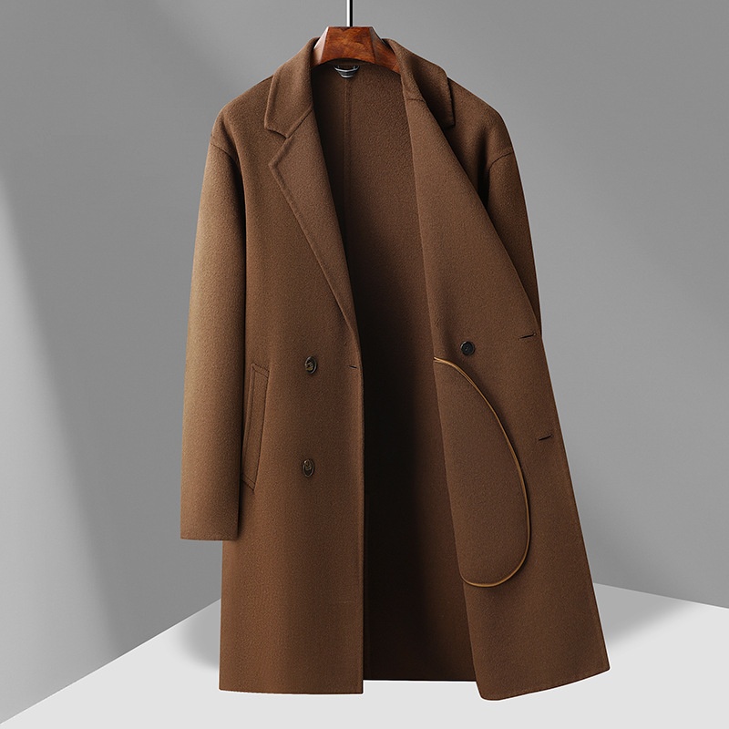 boy Boy 2025 Winter New Men's Long Double-Breasted Plus Size Business Casual Light Reversible Wool Coat_voghion.com