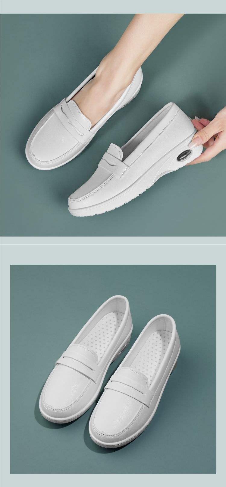 ShoeGlobe ShoeGlobe Air Cushion Nurse Women, Korean Style, Medical Work Shoes, Shallow Mouth, Non-Slip, Breathable, Beauty Salon,_voghion.com