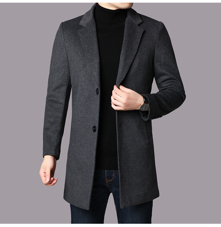 Boy Herrenmantel Herbst/Winter 2025 für junge und mittelalte Männer, mittellanger Trenchcoat mit Anzugkragen, warme Wolljacke_voghion.com