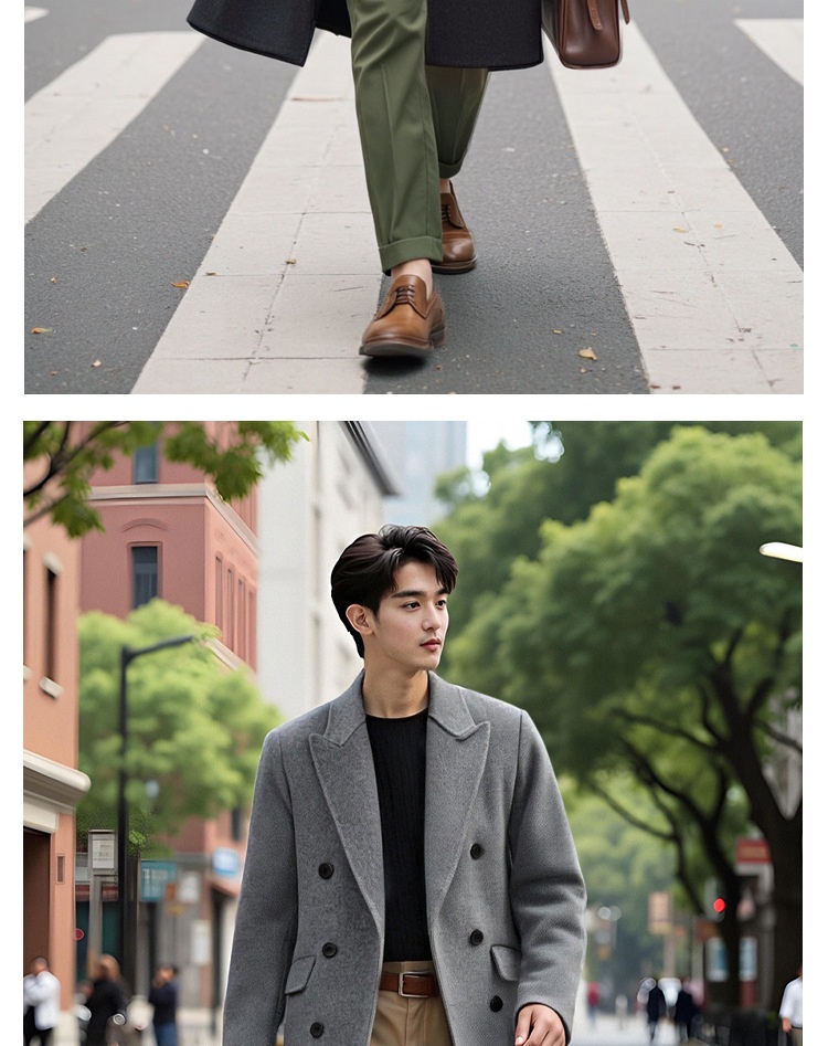 Manteau d'hiver pour garçon, 100 % laine, longueur genou, style coréen, double face, en cachemire épais, style décontracté._voghion.com