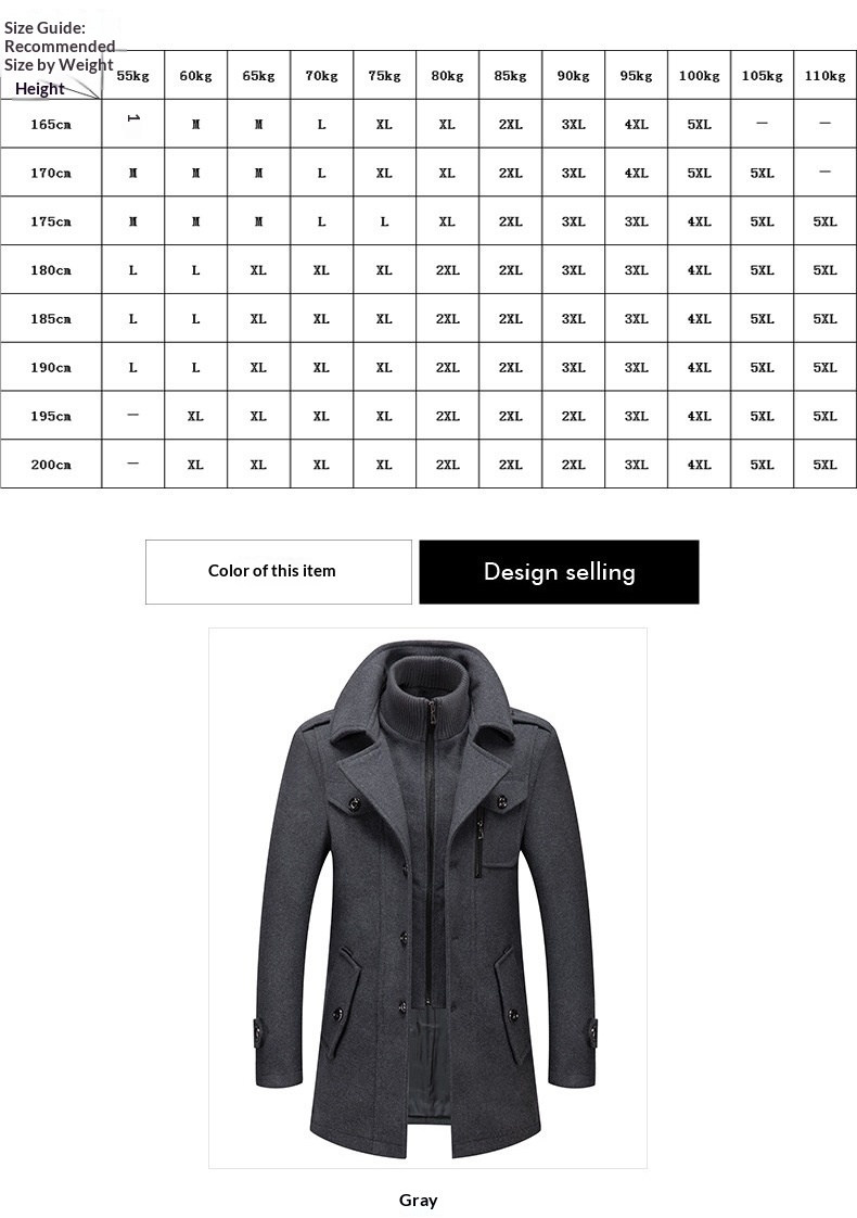 boy Boy Autumn Winter Business Wool Fashion Double Collar Cold-Resistant Men's Jacket Cross-Border Woolen Coat_voghion.com