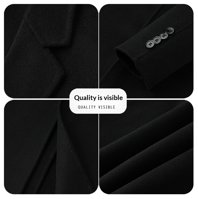 boy Boy Autumn Winter High-End Men's Bathrobe Style Long Over-the-Knee Double-Sided Cashmere With Tie Camel Wool Woolen Trench_voghion.com