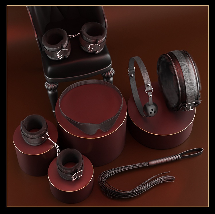 Eros Lab Six-Piece Adult Sex Toys SM Props Couples Flirting Auxiliary Set Binding Handcuffs Mouth Ball_voghion.com