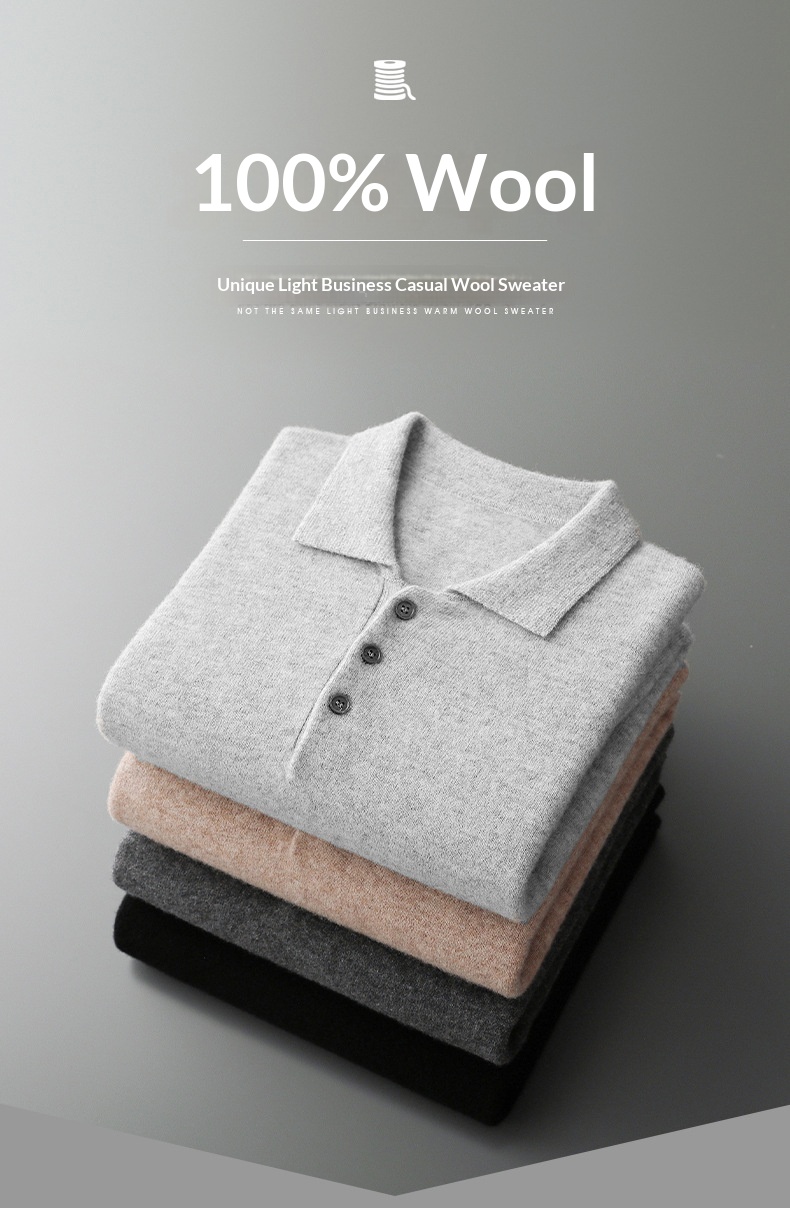 jongen Jongen Herfst Winter Nieuwe Stijl Eerste Lijn Ready-to-Wear Polo Heren Business Casual Wollen Gebreid Overhemd Kraag Trui Fabriek_voghion.com