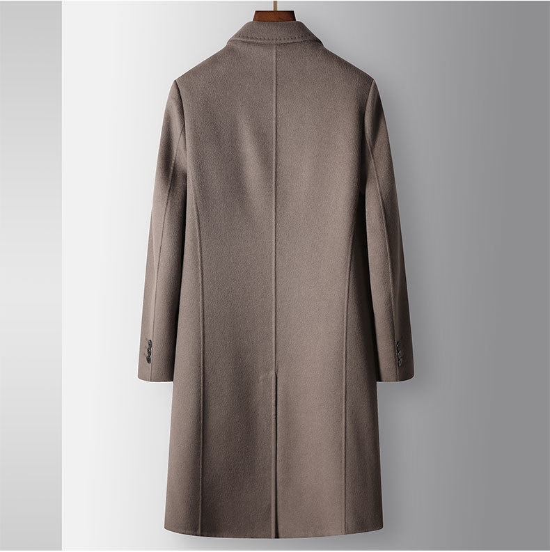 Manteau long d'automne-hiver pour homme, 100 % laine, col à revers pointus, doublure amovible en duvet d'oie, idéal pour les jeunes professionnels d'âge mûr. Chaud et confortable._voghion.com