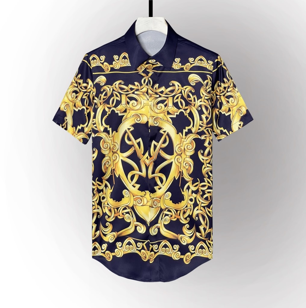 ForMen Gifan Belun European And American Style Short Sleeve Printed Slim Fit Men's Shirt Factory Supply_voghion.com