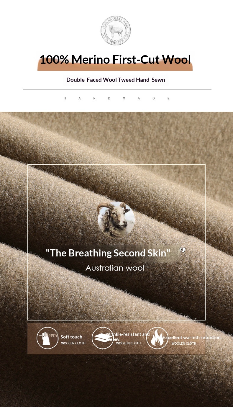 Trench-coat long homme en laine 100 % pour l'automne et l'hiver, à capuche double face et doublure en duvet._voghion.com