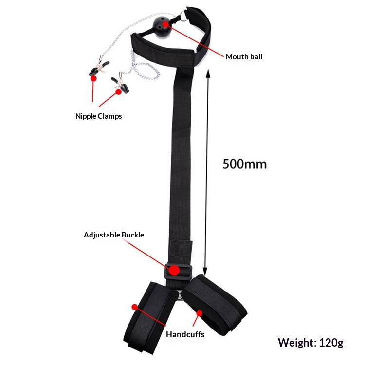 Morsetti per capezzoli SM Eros Lab Collare per collo all'indietro Bavaglio a sfera per bocca Giocattoli sessuali Manette Prodotti per adulti Attrezzi per l'addestramento_voghion.com