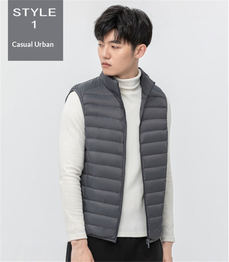 Leichte Herren-Daunenjacke für Herbst und Winter, kurz geschnitten, mit Stehkragen, ultraleicht, lässig und ultraleicht._voghion.com