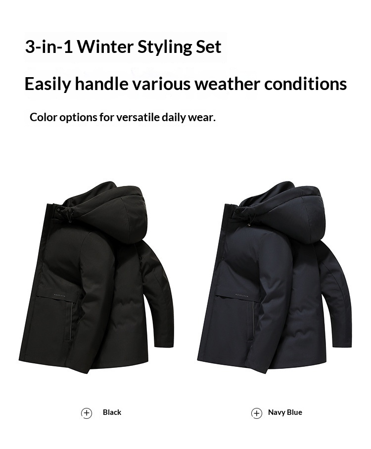 Erkek Çocuk Ceketi Dik Yaka Kapüşonlu Kaz Tüyü Soğuk Geçirmez Sıcak Üst 2025 İş Gündelik Kışlık Giysiler_voghion.com