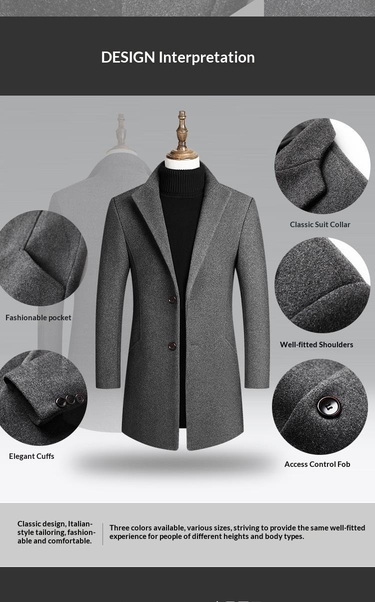 boy Boy 2025 New Autumn Winter Casual Slim Trench Coat Mid-Length Woolen Men's Clothing_voghion.com