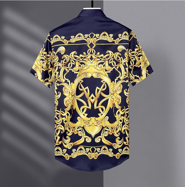 ForMen Gifan Belun European And American Style Short Sleeve Printed Slim Fit Men's Shirt Factory Supply_voghion.com