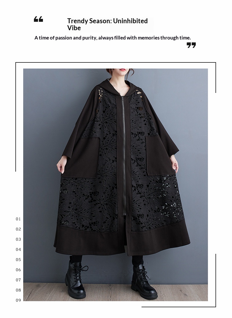 Women's Clothing Summer Korean And Japanese New Style Elegant Casual Hooded Plus Size Loose Patchwork Cardigan Trench Coat_voghion.com