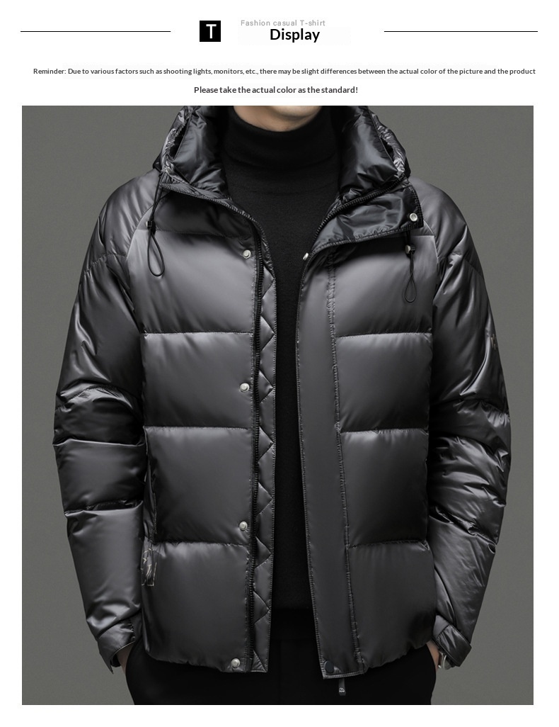 boy 2024 Winter Short Casual Hooded Jacket Fashion Loose Warm Goose Down Coat Men's Clothing_voghion.com
