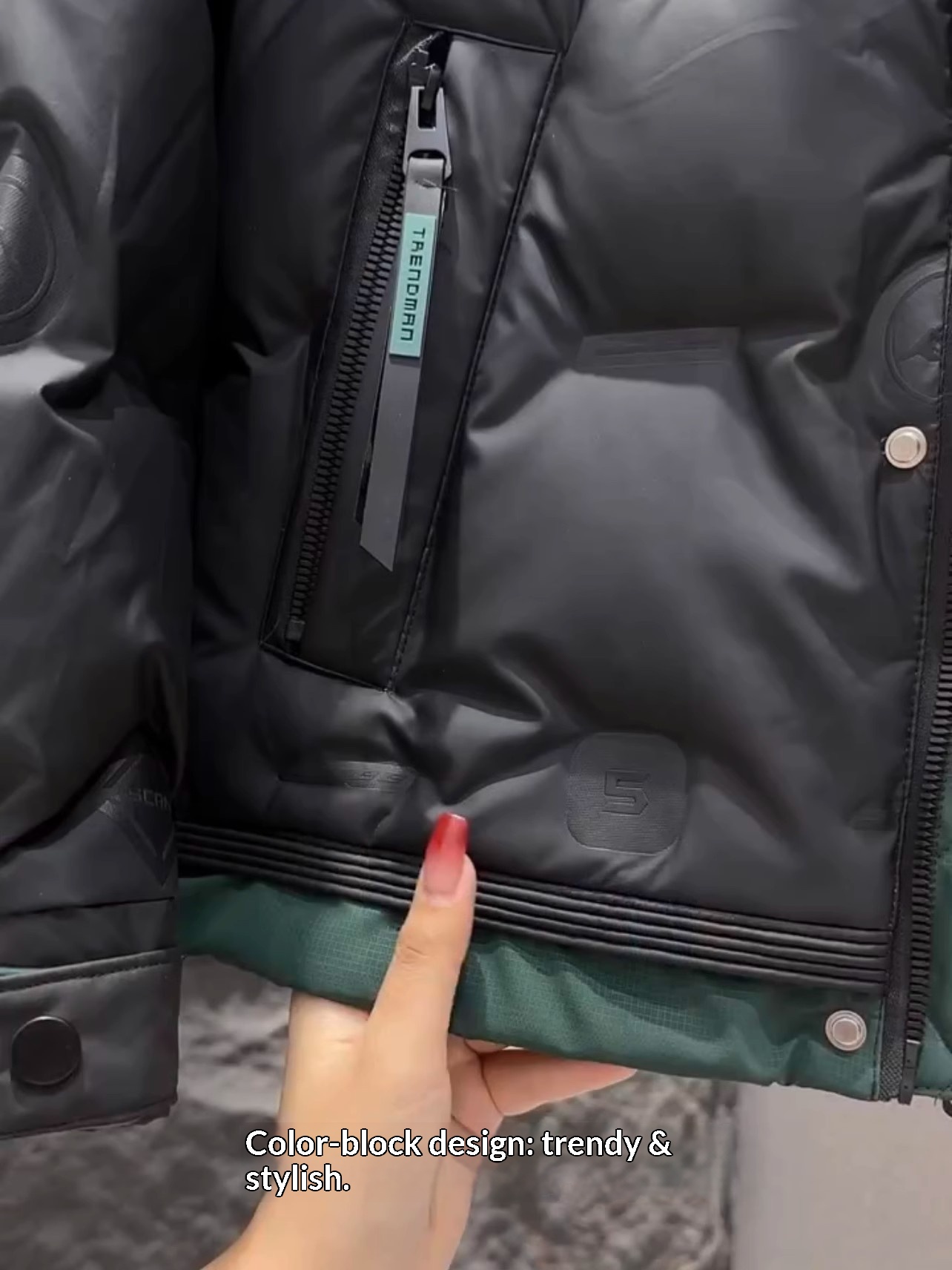 boy Down Jacket Stand Collar Winter New Thickened Color Block Warm Casual Short Coat Men's Trendy National Standard 50_voghion.com