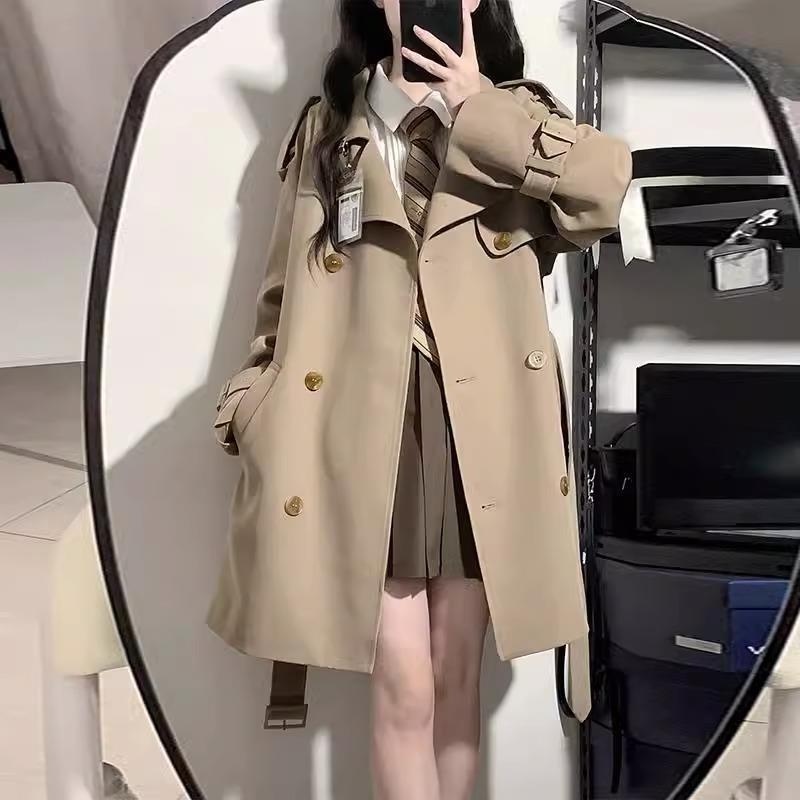 2024 Spring And Autumn New Korean High-End Black British Style Mid-Length Short Coat Jacket For Petite Women Trench_voghion.com