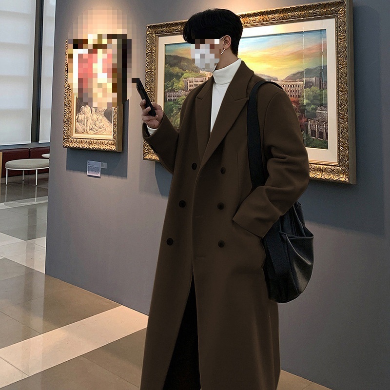 Boy Boy Nieuwe jas voor heren, halflange overknee kasjmier dubbelzijdige wollen trenchcoat, winter Koreaanse stijl_voghion.com