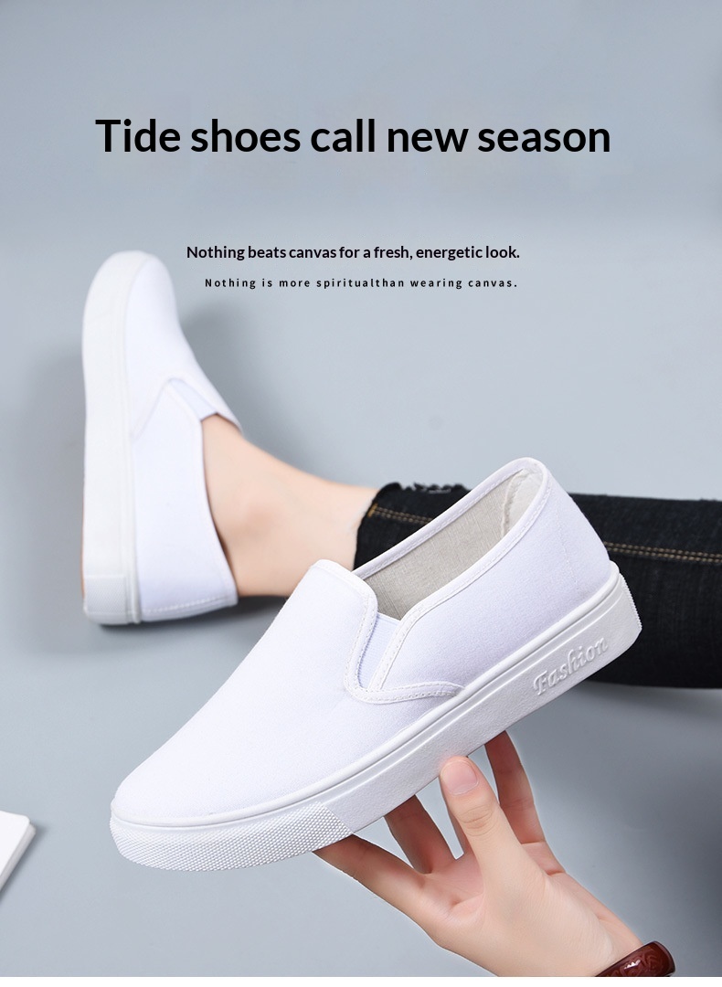 ShoeGlobe Damen- und Herren-Arbeitsschuhe aus weißem, flachem, rutschfestem Stoff im Vintage-Look aus Peking, bequem und leicht._voghion.com