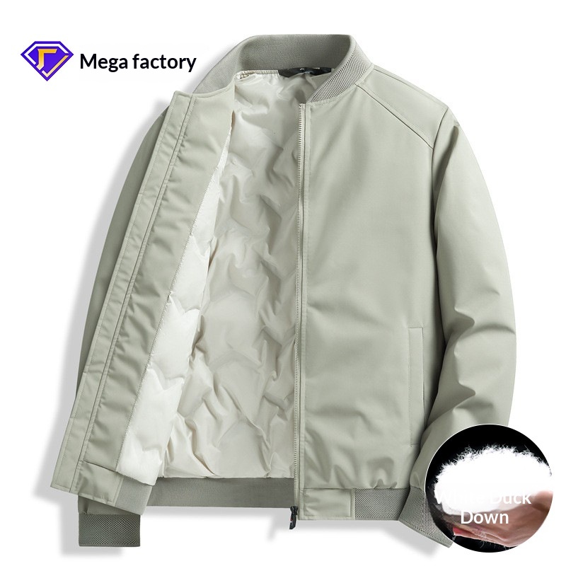 boy Cross-Border Baseball Collar Jacket Men's Winter Warmth Cold Protection 50% White Duck Down High-End Casual Coat Men_voghion.com