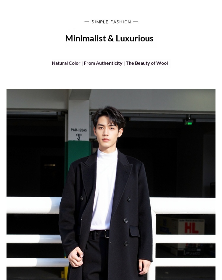 Manteau d'hiver pour garçon, 100 % laine, longueur genou, style coréen, double face, en cachemire épais, style décontracté._voghion.com