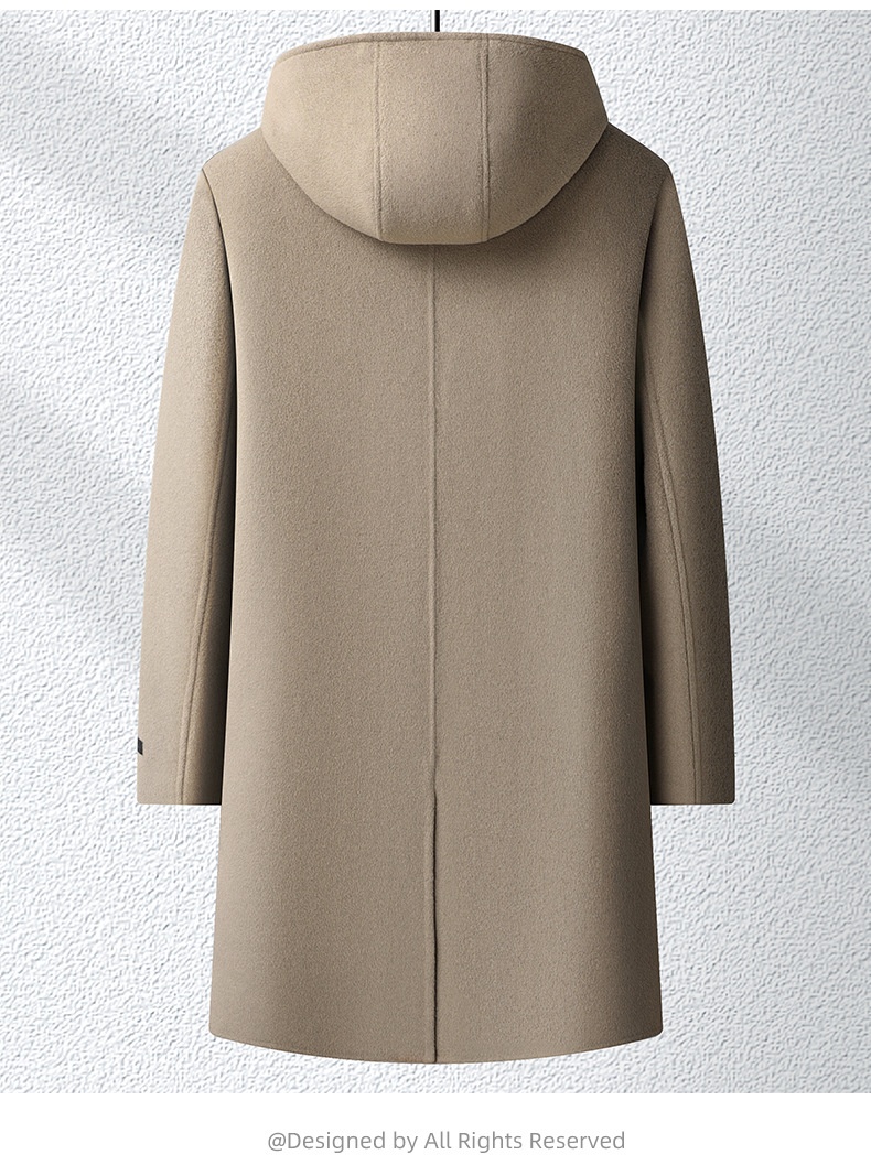 Trench-coat long homme en laine 100 % pour l'automne et l'hiver, à capuche double face et doublure en duvet._voghion.com