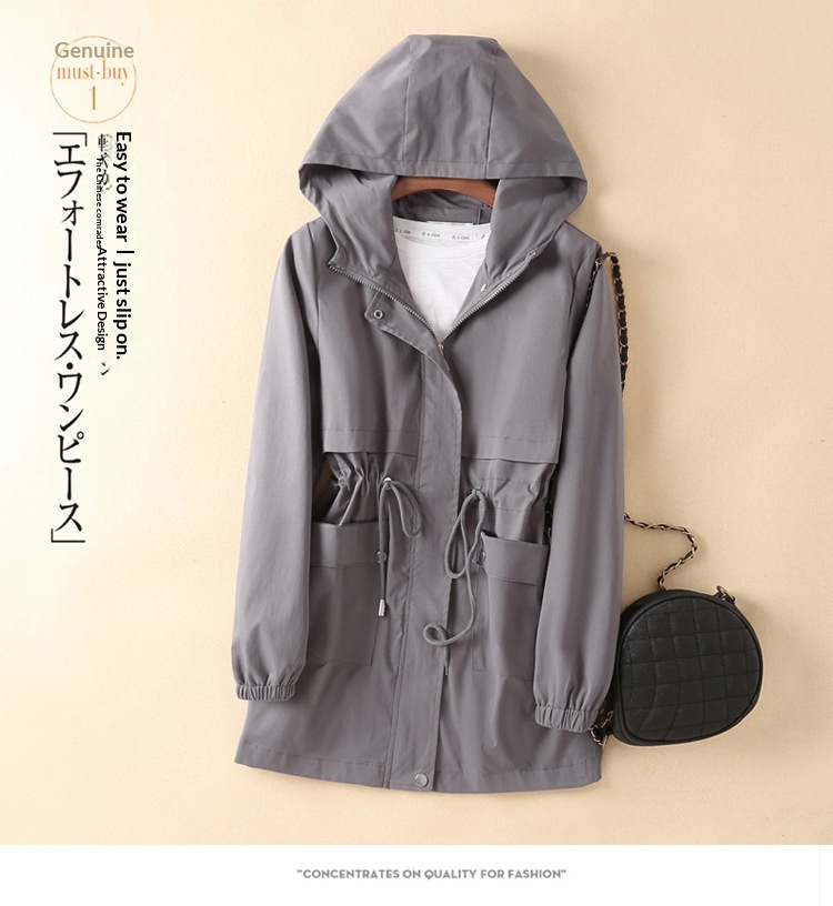 Women's Autumn New Korean Style Slim Fit Mid-Length Hooded Plus Size Student Trench Coat Fashion Ins Trend_voghion.com