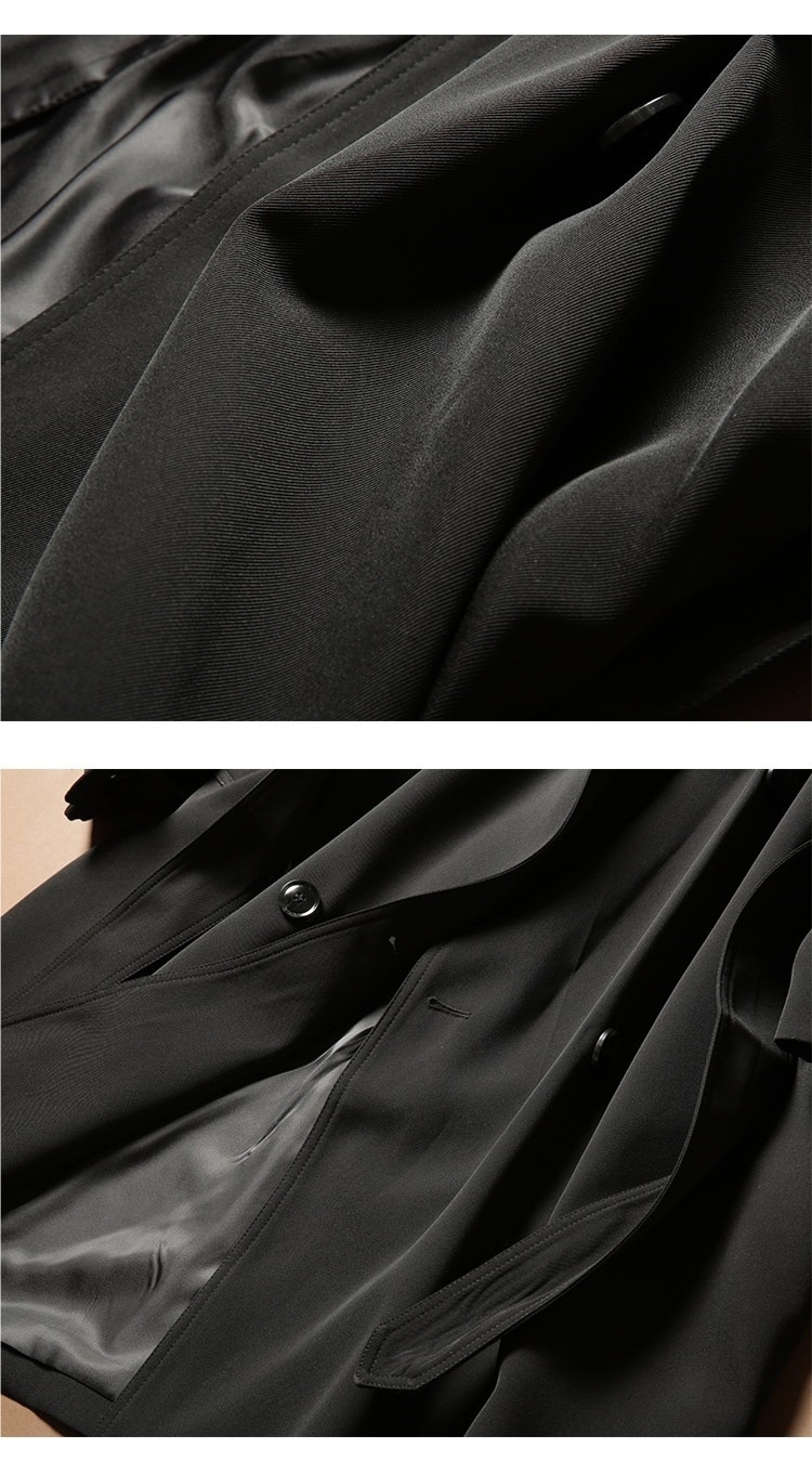 Women's British Style Lapel Mid-Length Trench Coat For Men, Spring And Autumn, Draped Double-Breasted Loose Oversized Long Coat_voghion.com