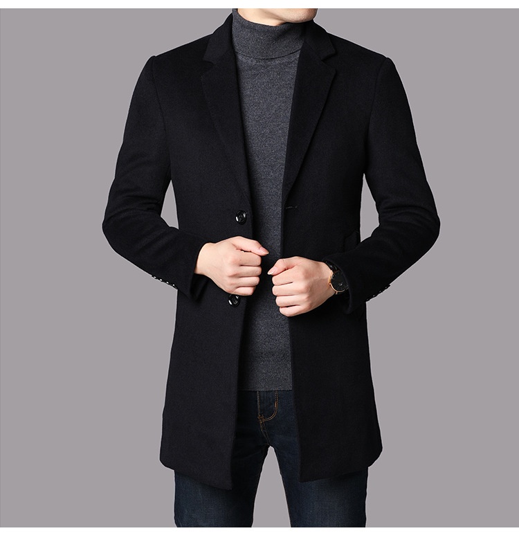 Boy Herrenmantel Herbst/Winter 2025 für junge und mittelalte Männer, mittellanger Trenchcoat mit Anzugkragen, warme Wolljacke_voghion.com